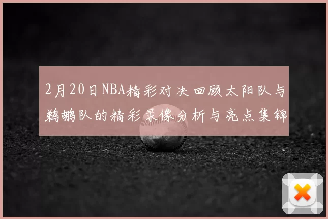 2月20日NBA精彩对决回顾太阳队与鹈鹕队的精彩录像分析与亮点集锦